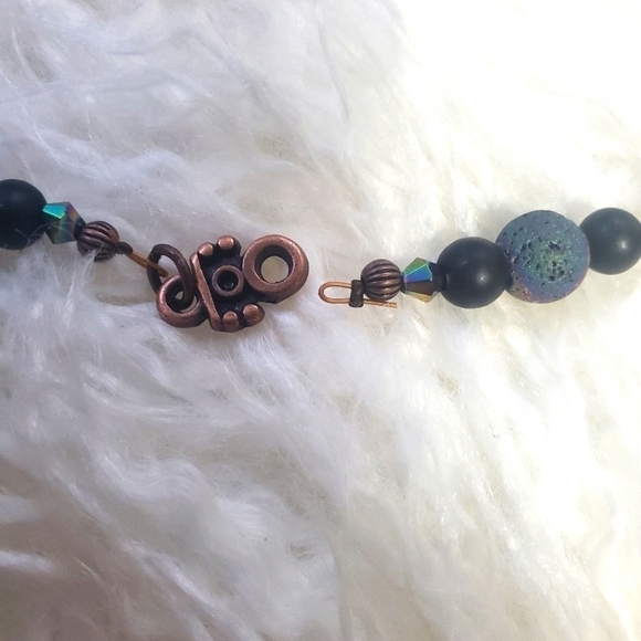 Vintage boho brass necklace and earrings set - Picture 9 of 10